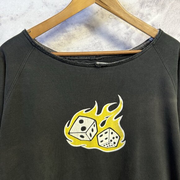 Vintage Top Heavy Sweatshirt Y2K Dice Flames JNCO Style XXL 27x26 - Picture 1 of 10